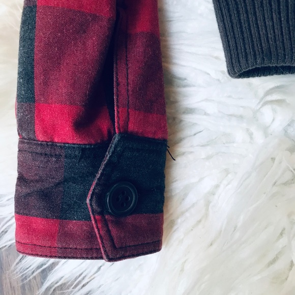 Roxy Jacket Buffalo Plaid Red Brown Fur Trim Small - Picture 7 of 12